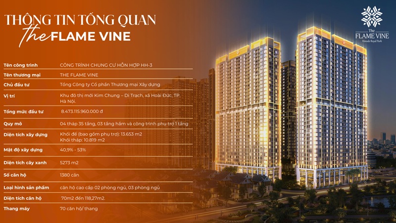 Tổng quan Chung cư The Flame Vine căn hộ HH3 Hinode Royal Park Hoài Đức