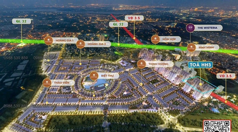 Vị trí Căn hộ chung cư HH3 Hinode Royal Park Kim Chung Di Trạch Hoài Đức